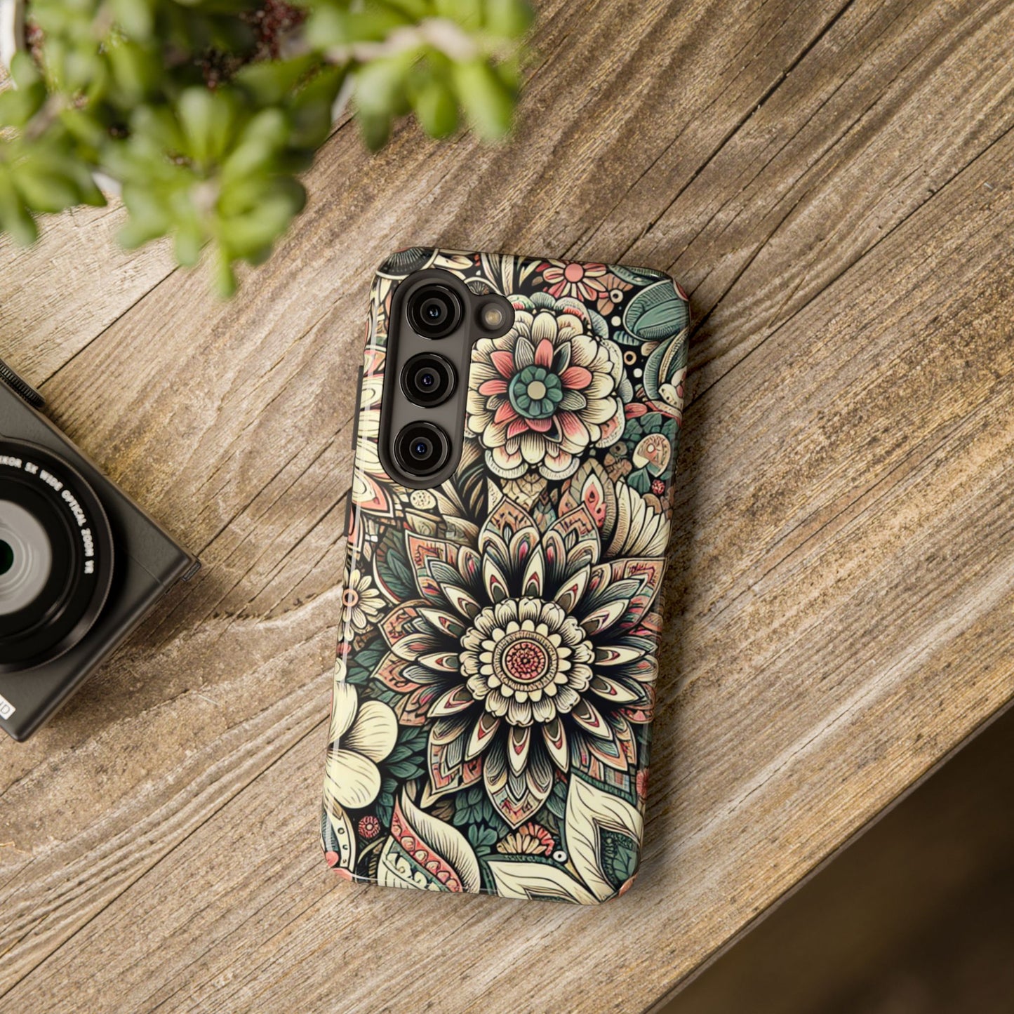 Boho Floral Tough Case for iPhone 16 15 14 13 12 11 X 8 7 Samsung Galaxy S24 S23 S22 S21