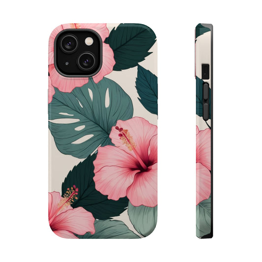 Tropical Hibiscus Magnetic Tough Phone Case for iPhone 13 14 15 16 Models
