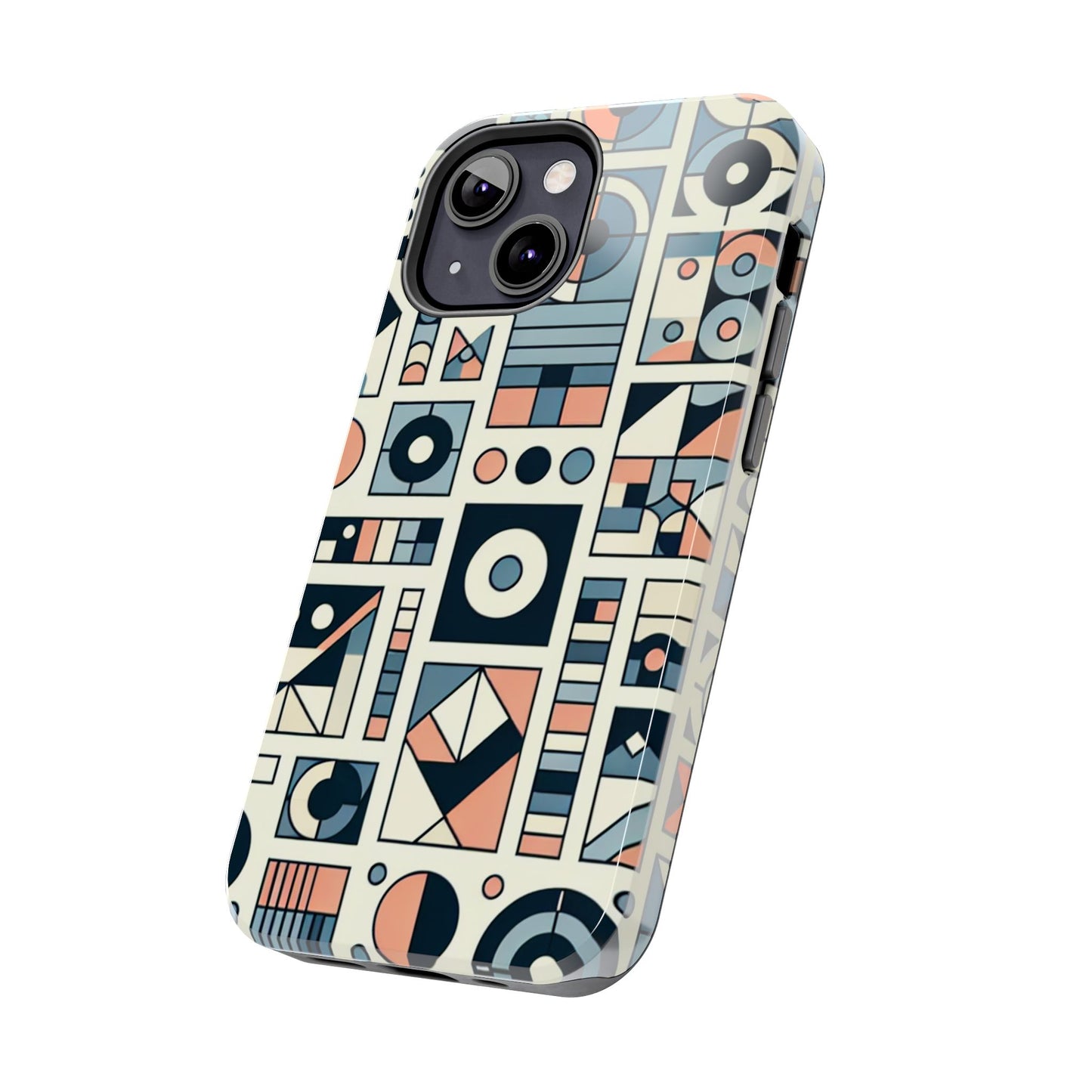Geometric Print Tough Phone Case for iPhone 16 15 14 13 12 11 X 8 7 Samsung Galaxy S24 S23 S22 S21