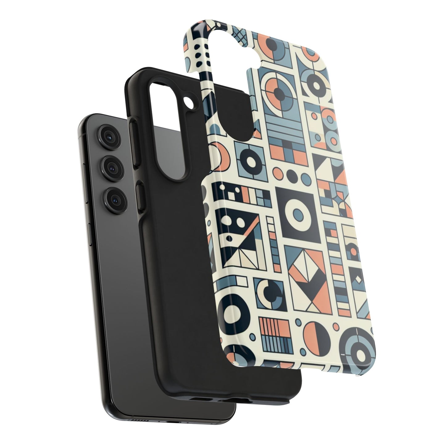 Geometric Print Tough Phone Case for iPhone 16 15 14 13 12 11 X 8 7 Samsung Galaxy S24 S23 S22 S21
