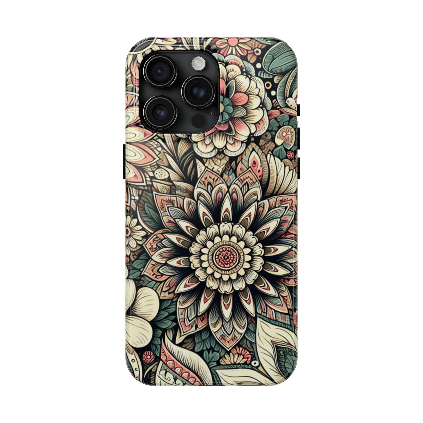 Boho Floral Tough Case for iPhone 16 15 14 13 12 11 X 8 7 Samsung Galaxy S24 S23 S22 S21