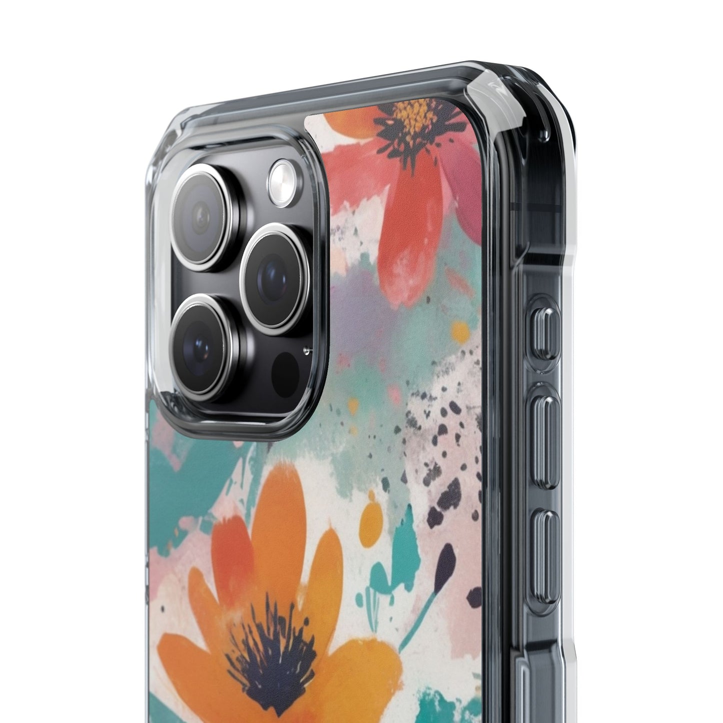 Floral Watercolor Design Magnetic Clear Impact Case for iPhone 16 15 14
