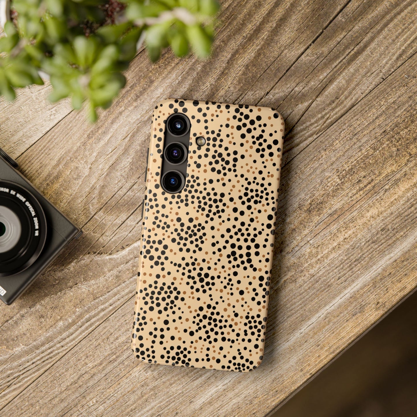 Tan and Black Dot Tough Phone Case