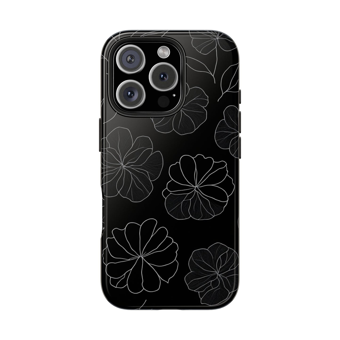 Black Floral Tough Phone Case