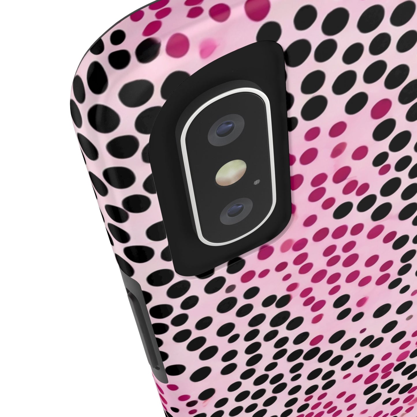 Pink and Black Dot Design Tough Phone Case