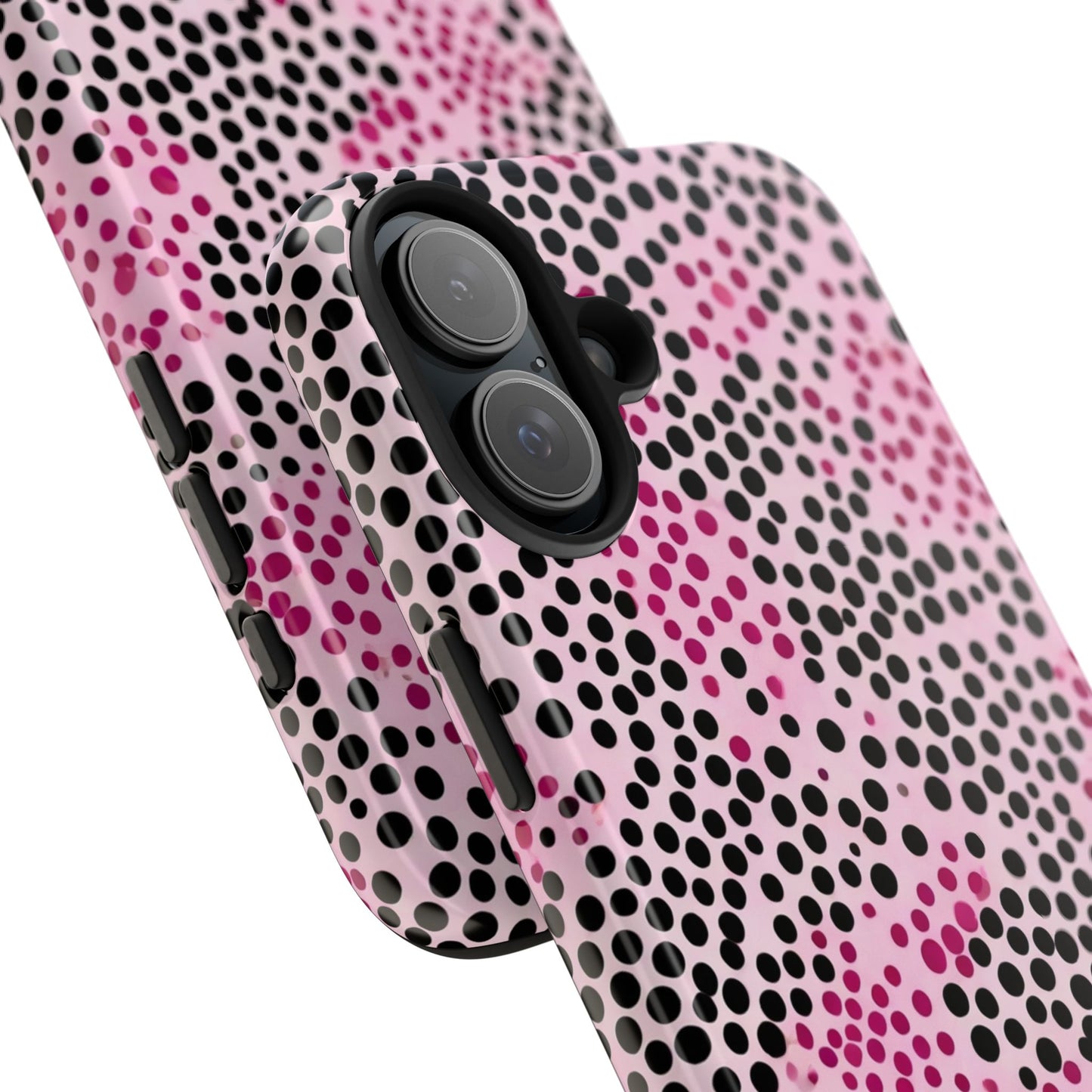 Pink and Black Dot Design Tough Phone Case