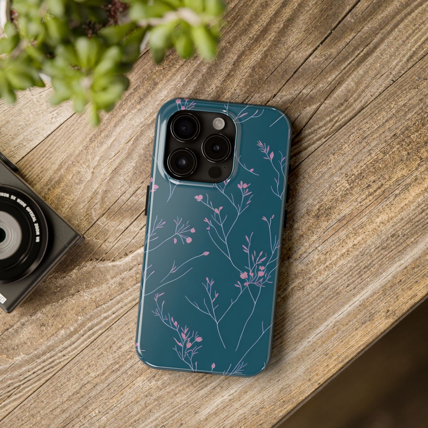 Teal Floral Tough Phone Case