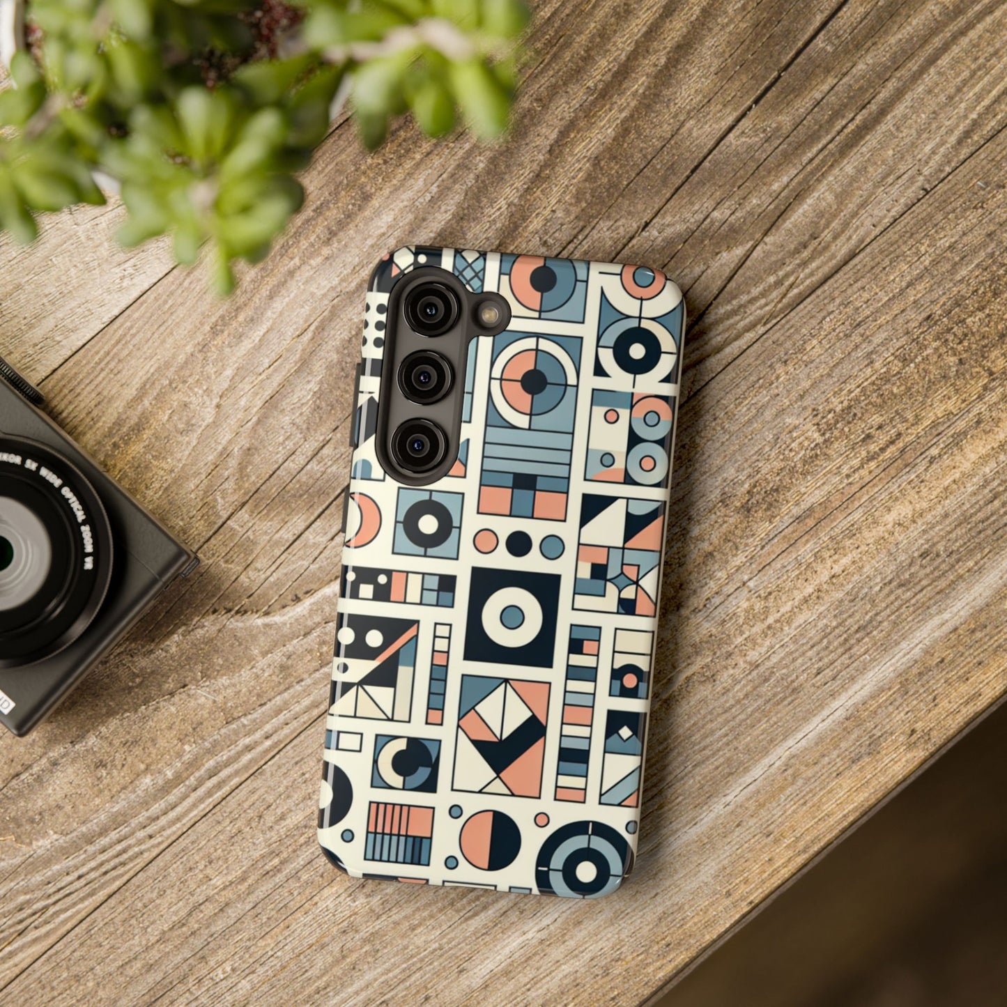 Geometric Print Tough Phone Case for iPhone 16 15 14 13 12 11 X 8 7 Samsung Galaxy S24 S23 S22 S21