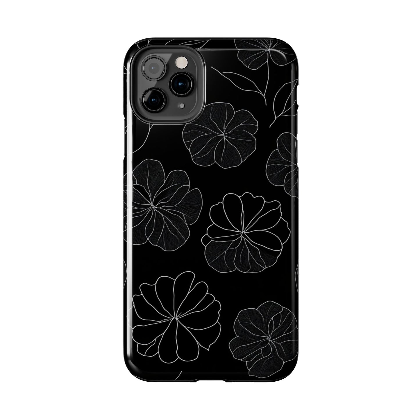 Black Floral Tough Phone Case