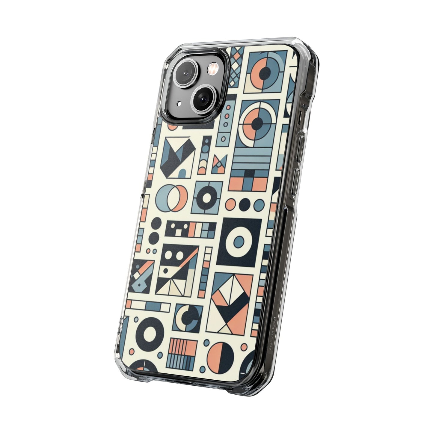 Geometric Print Magnetic Clear Impact Case for iPhone 16 15 14