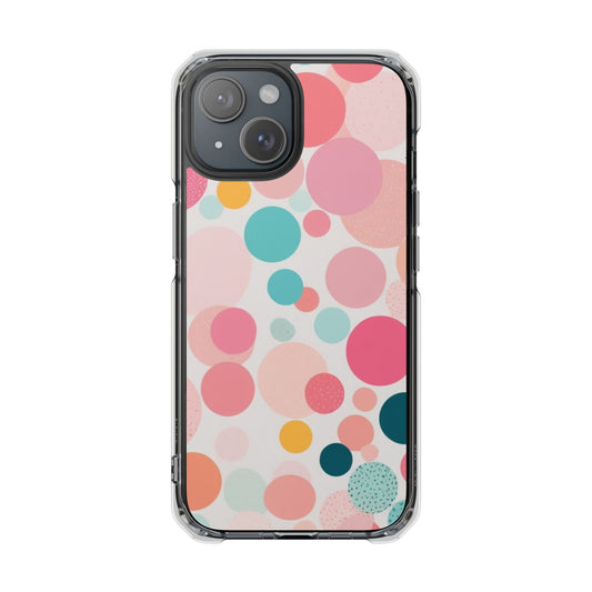 Colorful Polka Dot Magnetic Clear Impact Case for iPhone 16 15 14