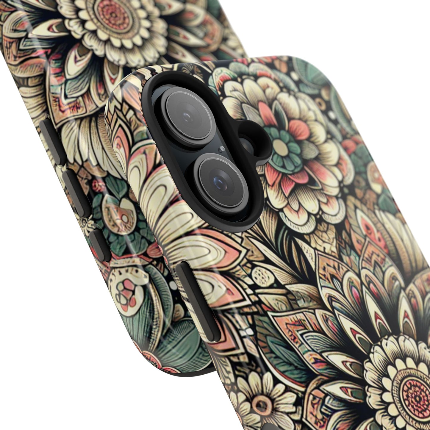 Boho Floral Tough Case for iPhone 16 15 14 13 12 11 X 8 7 Samsung Galaxy S24 S23 S22 S21