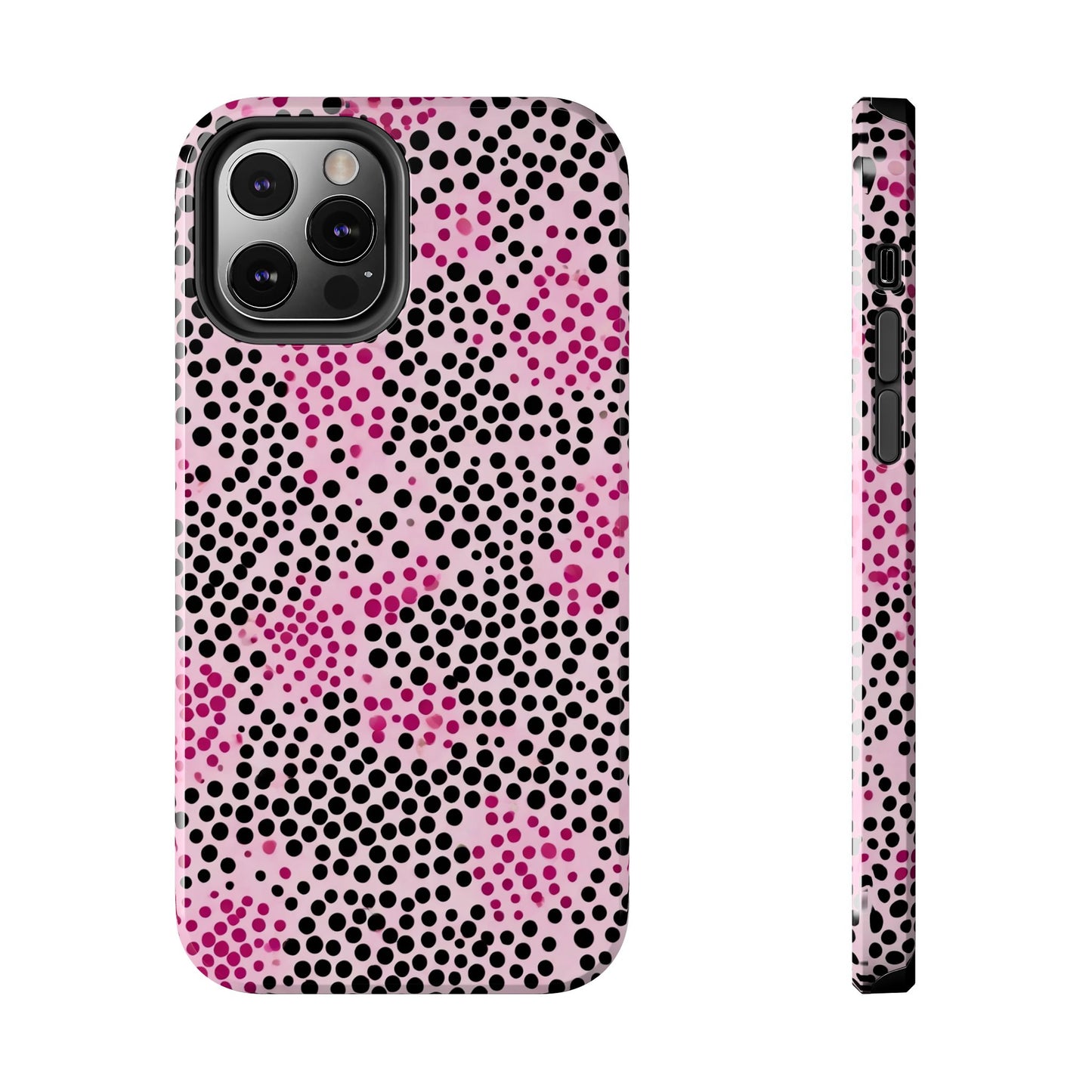 Pink and Black Dot Design Tough Phone Case