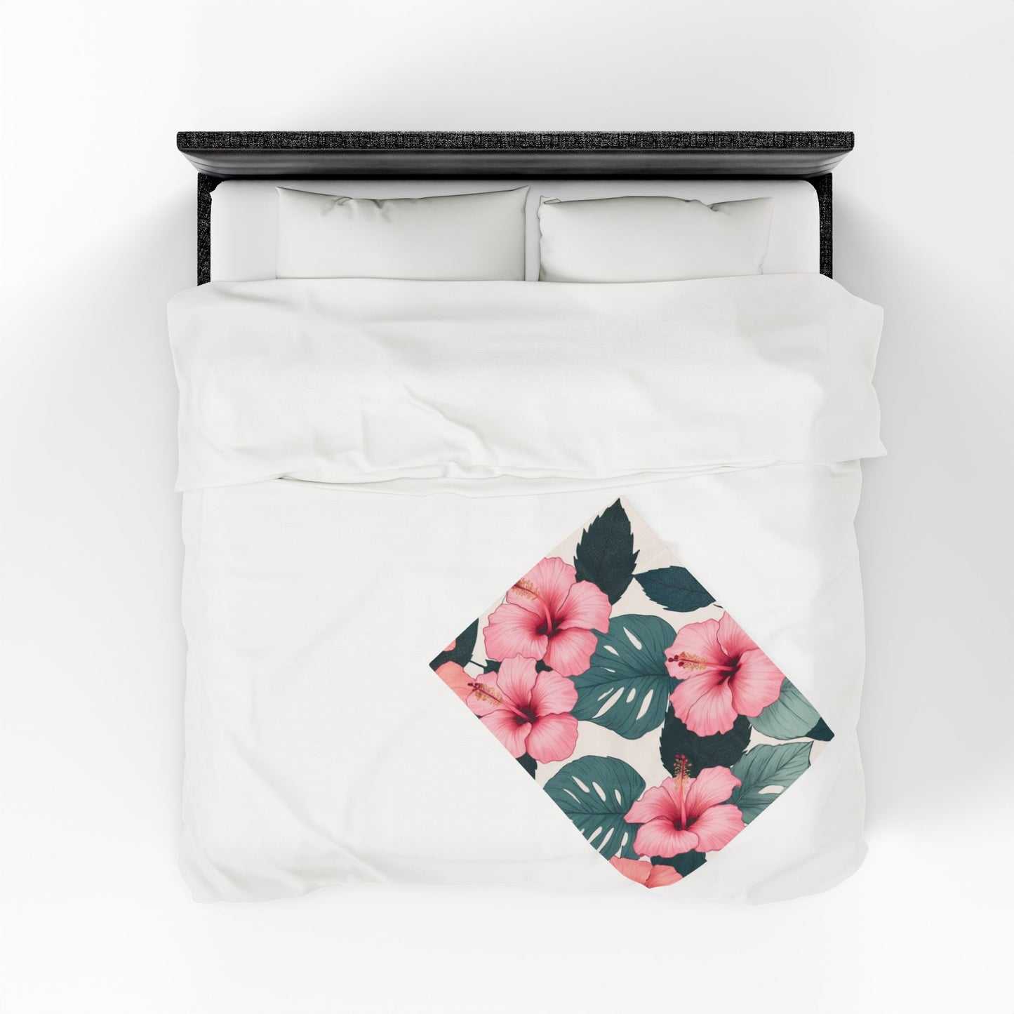 Tropical Hibiscus Velveteen Plush Blanket