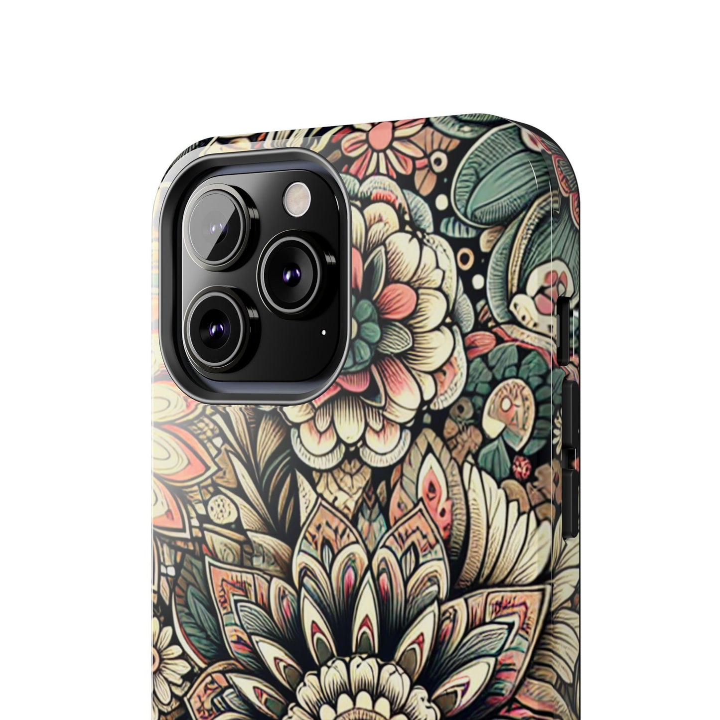 Boho Floral Tough Case for iPhone 16 15 14 13 12 11 X 8 7 Samsung Galaxy S24 S23 S22 S21
