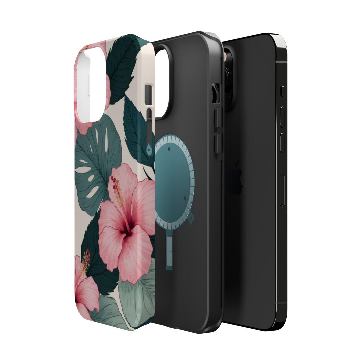 Tropical Hibiscus Magnetic Tough Phone Case for iPhone 13 14 15 16 Models