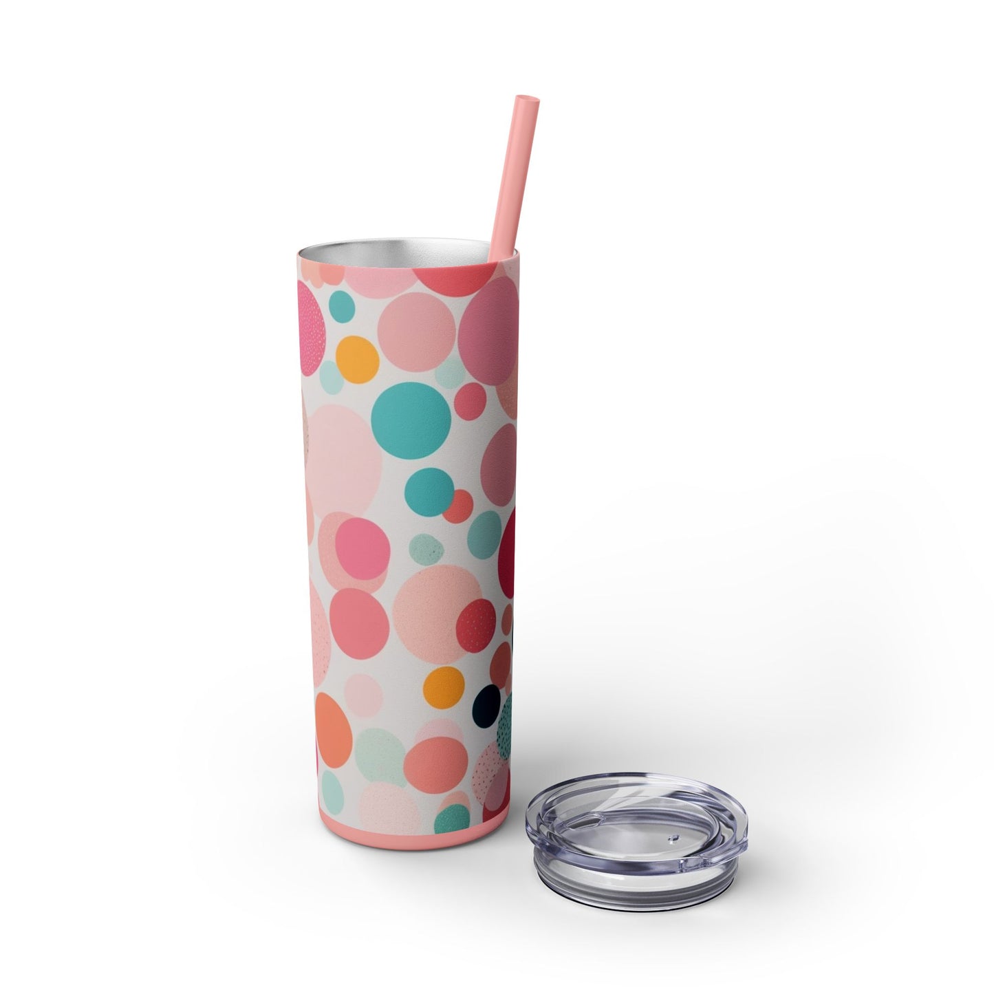 Colorful Polka Dot 20oz Skinny Tumbler with Straw - Fun & Stylish Drinkware