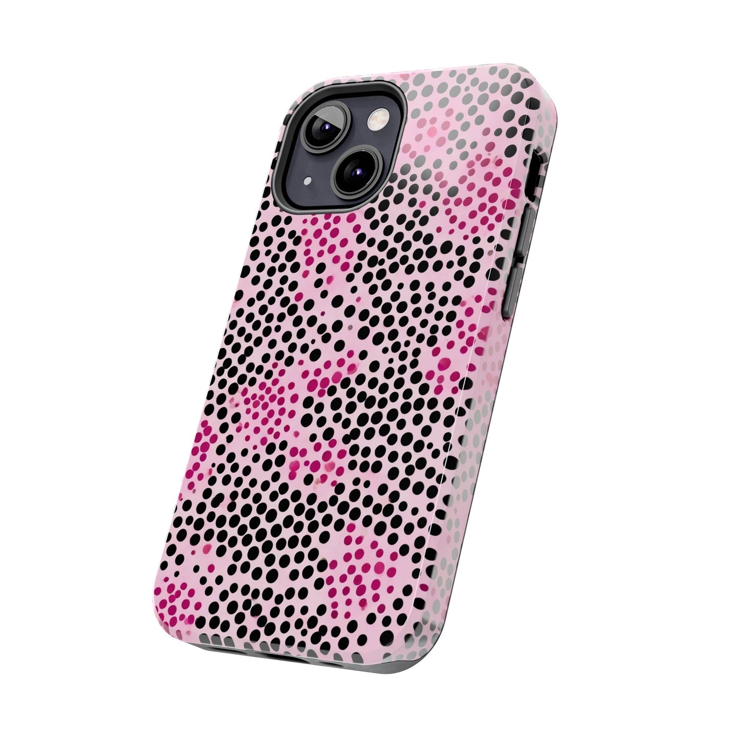 Pink and Black Dot Design Tough Phone Case