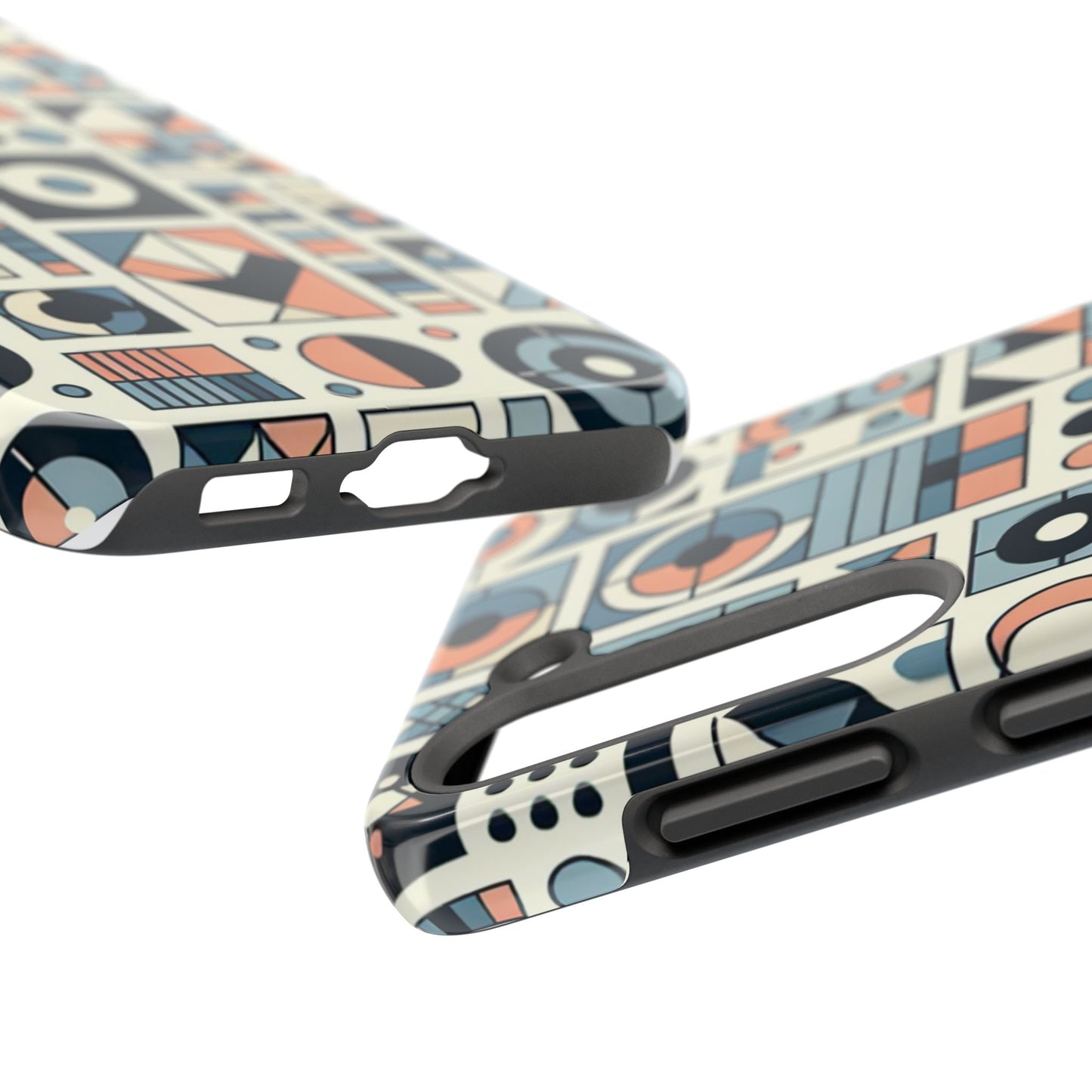Geometric Print Tough Phone Case for iPhone 16 15 14 13 12 11 X 8 7 Samsung Galaxy S24 S23 S22 S21