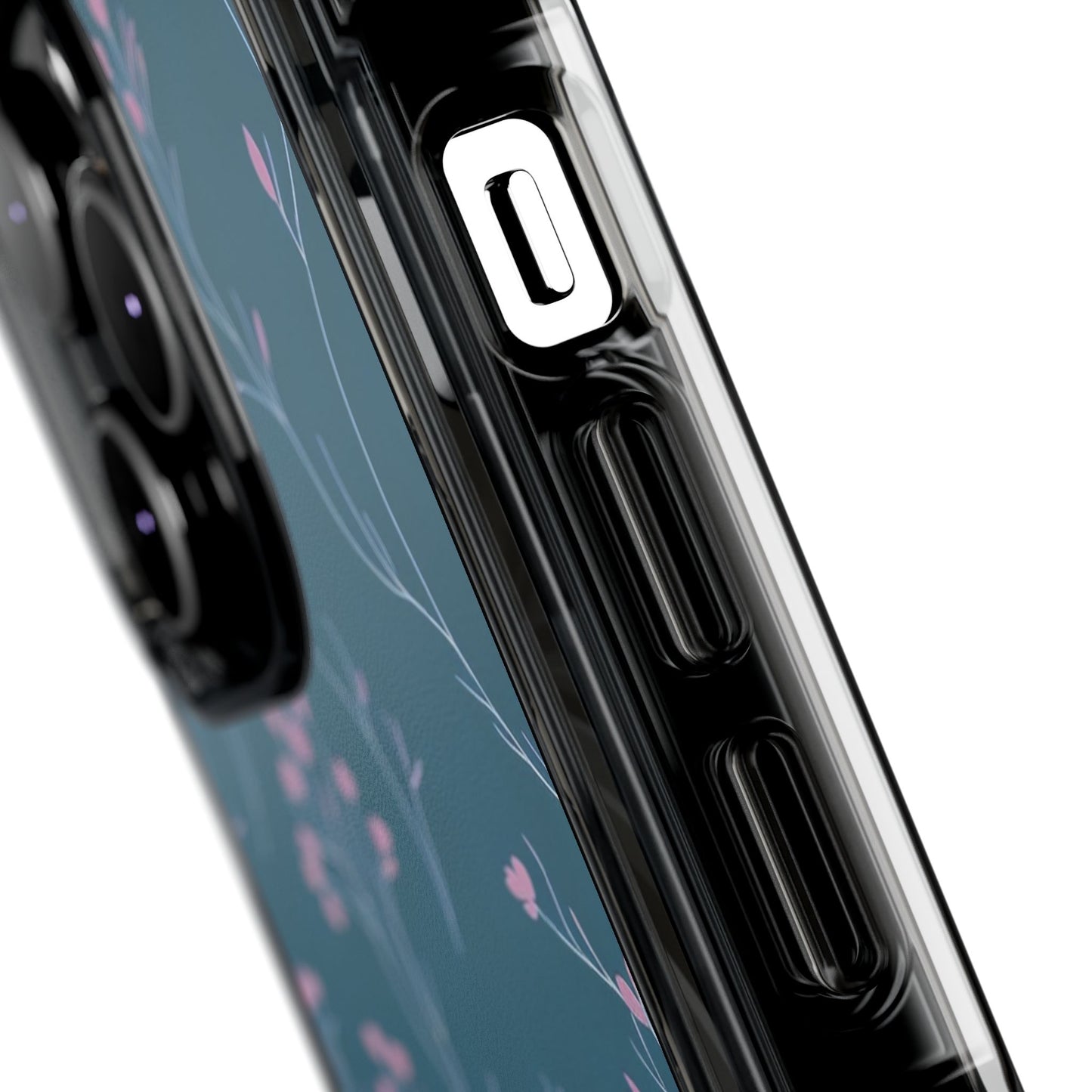 Teal Floral Magnetic Clear Impact Case for iPhone 16 15 14