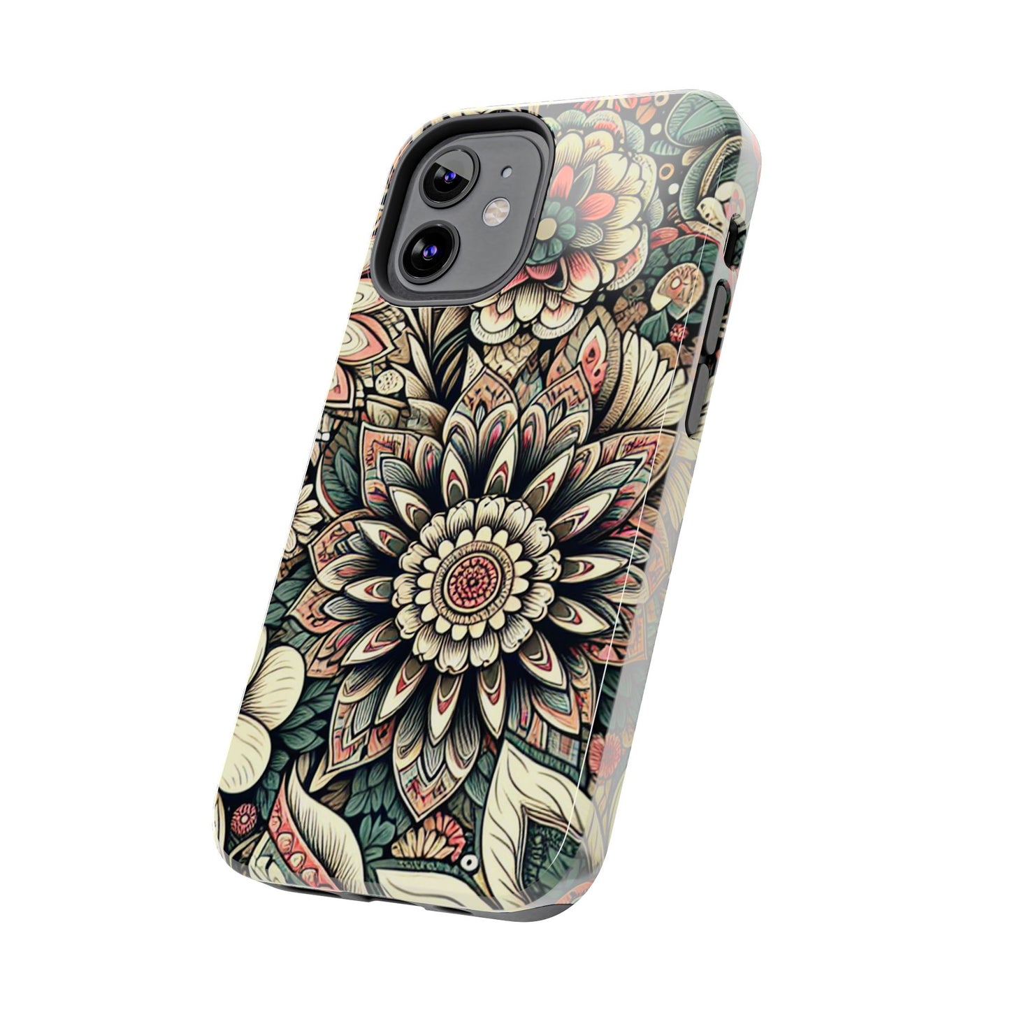 Boho Floral Tough Case for iPhone 16 15 14 13 12 11 X 8 7 Samsung Galaxy S24 S23 S22 S21