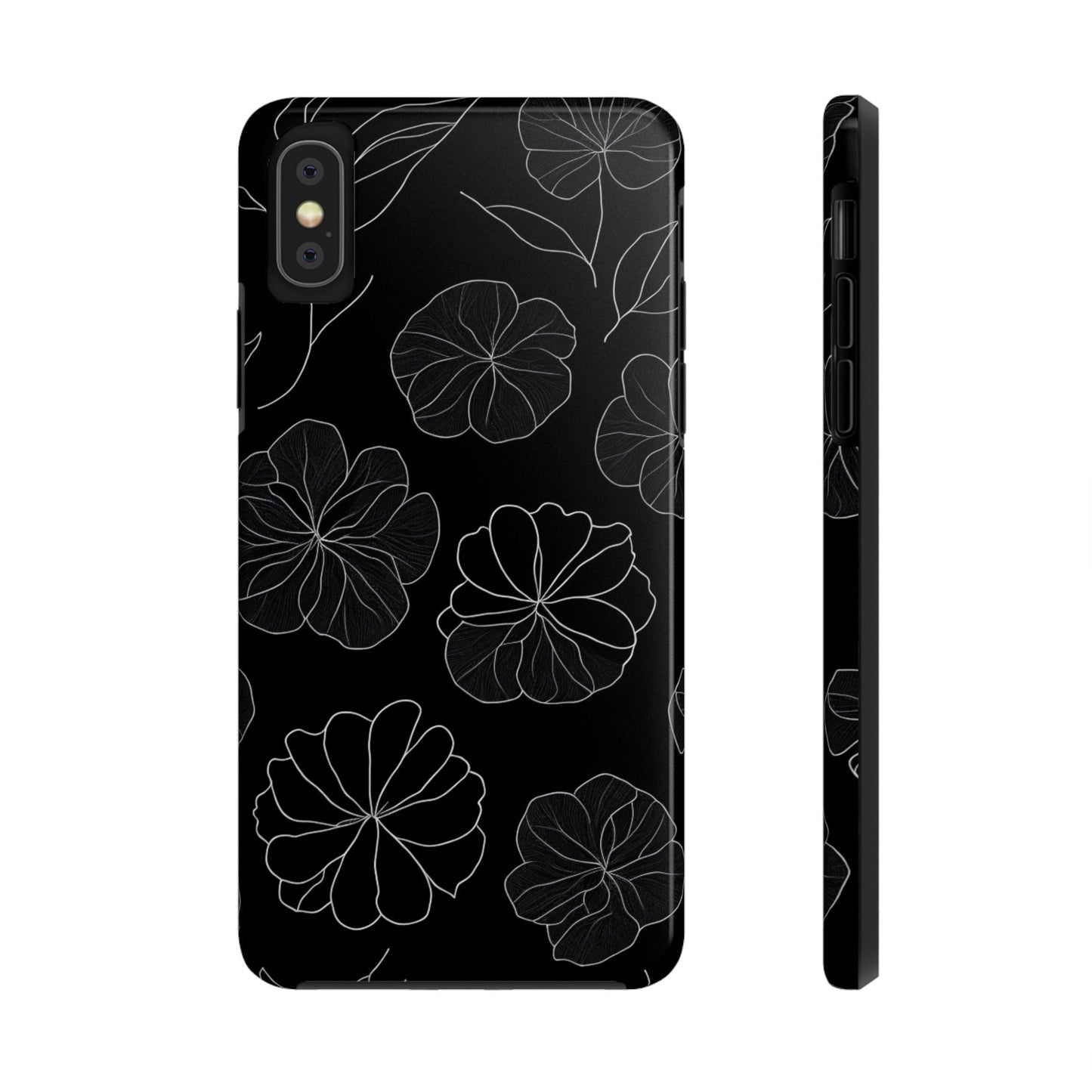 Black Floral Tough Phone Case