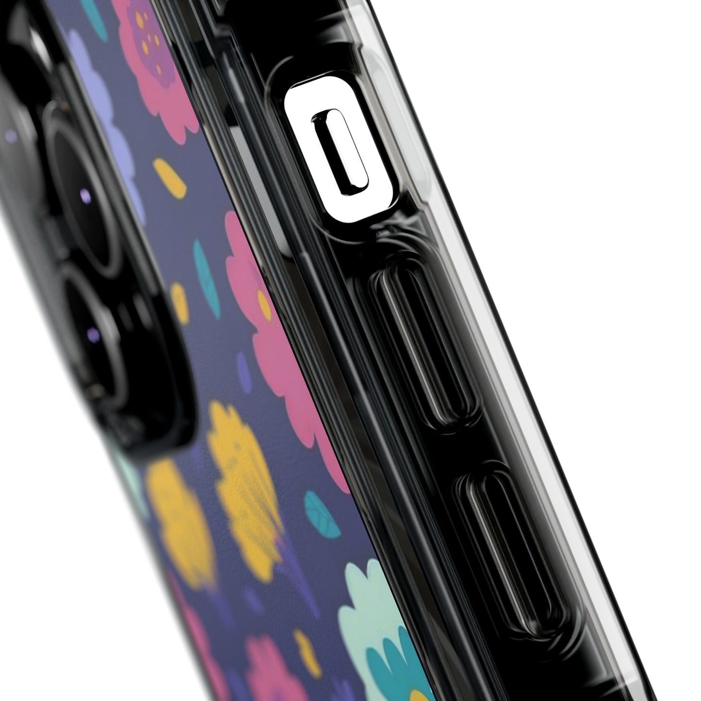Purple Floral Magnetic Clear Impact Case for iPhone 16 15 14