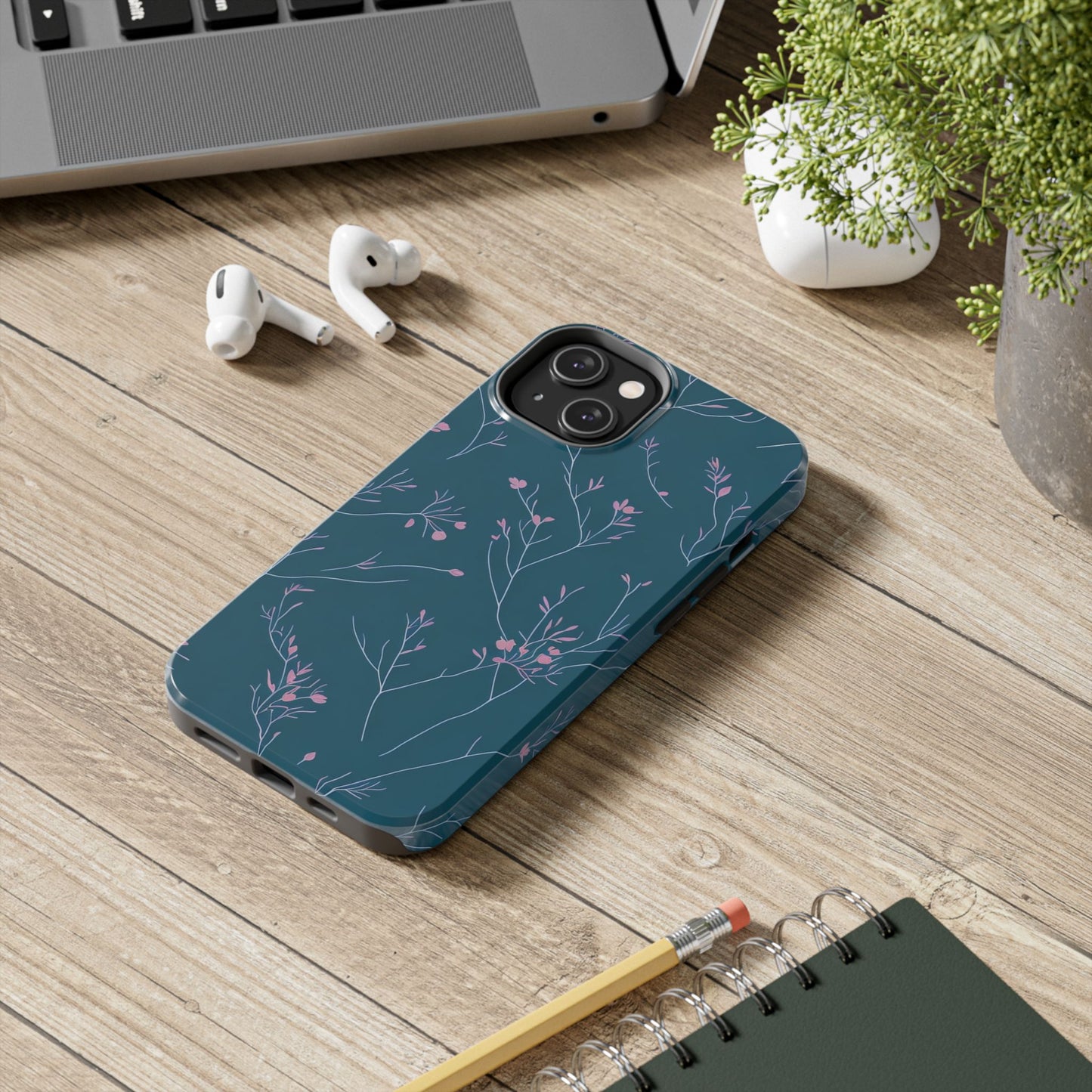 Teal Floral Tough Phone Case
