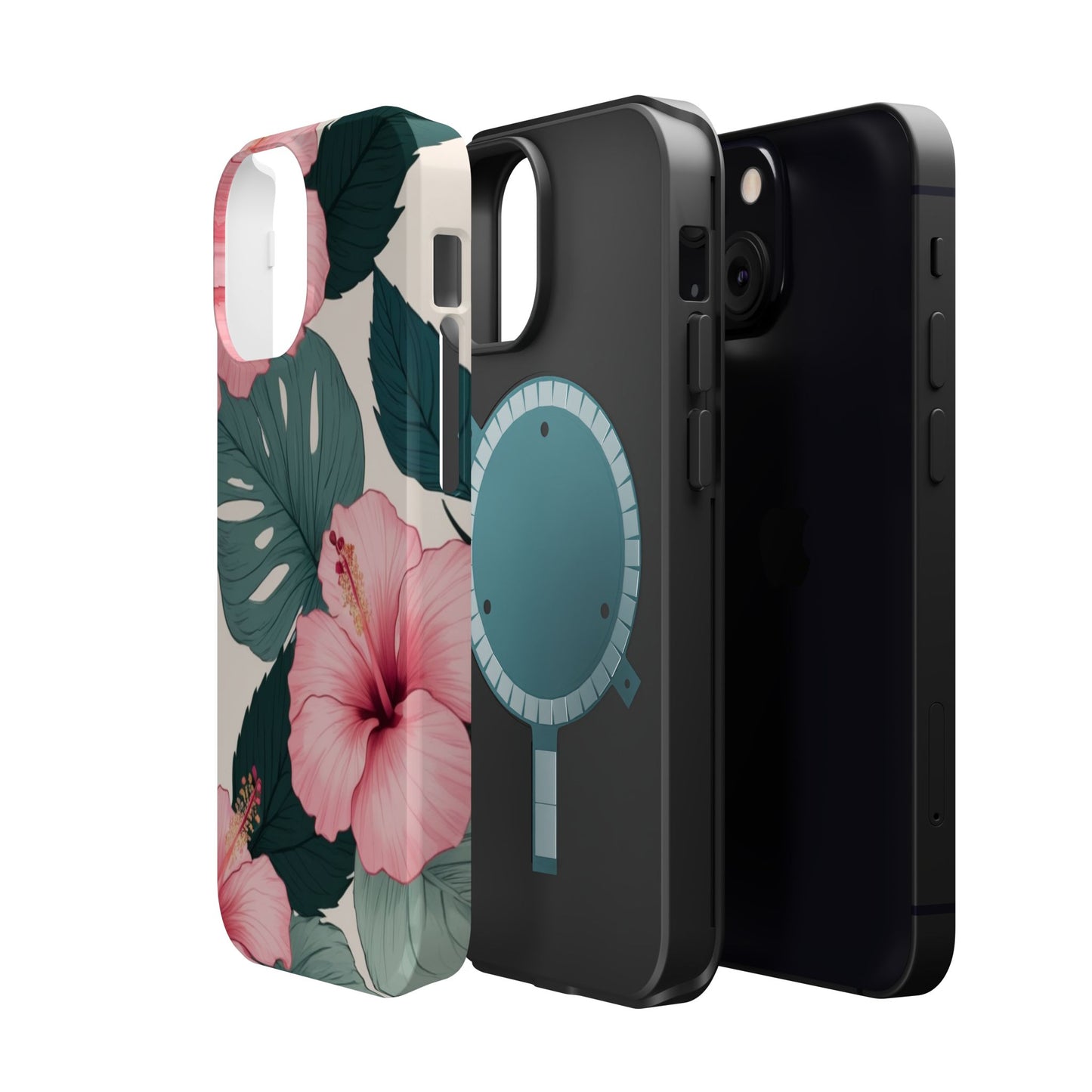 Tropical Hibiscus Magnetic Tough Phone Case for iPhone 13 14 15 16 Models