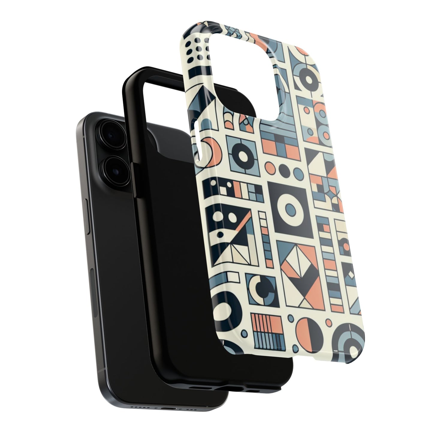 Geometric Print Tough Phone Case for iPhone 16 15 14 13 12 11 X 8 7 Samsung Galaxy S24 S23 S22 S21