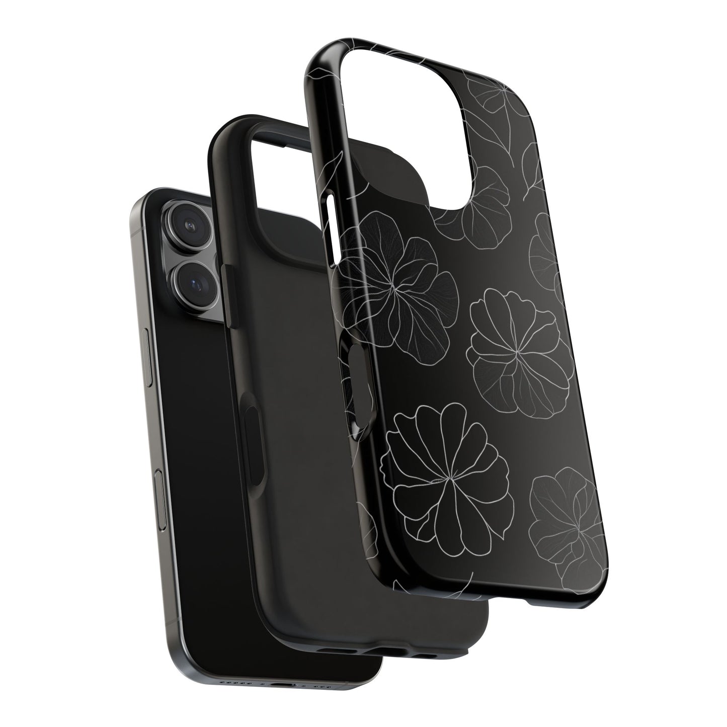 Black Floral Tough Phone Case