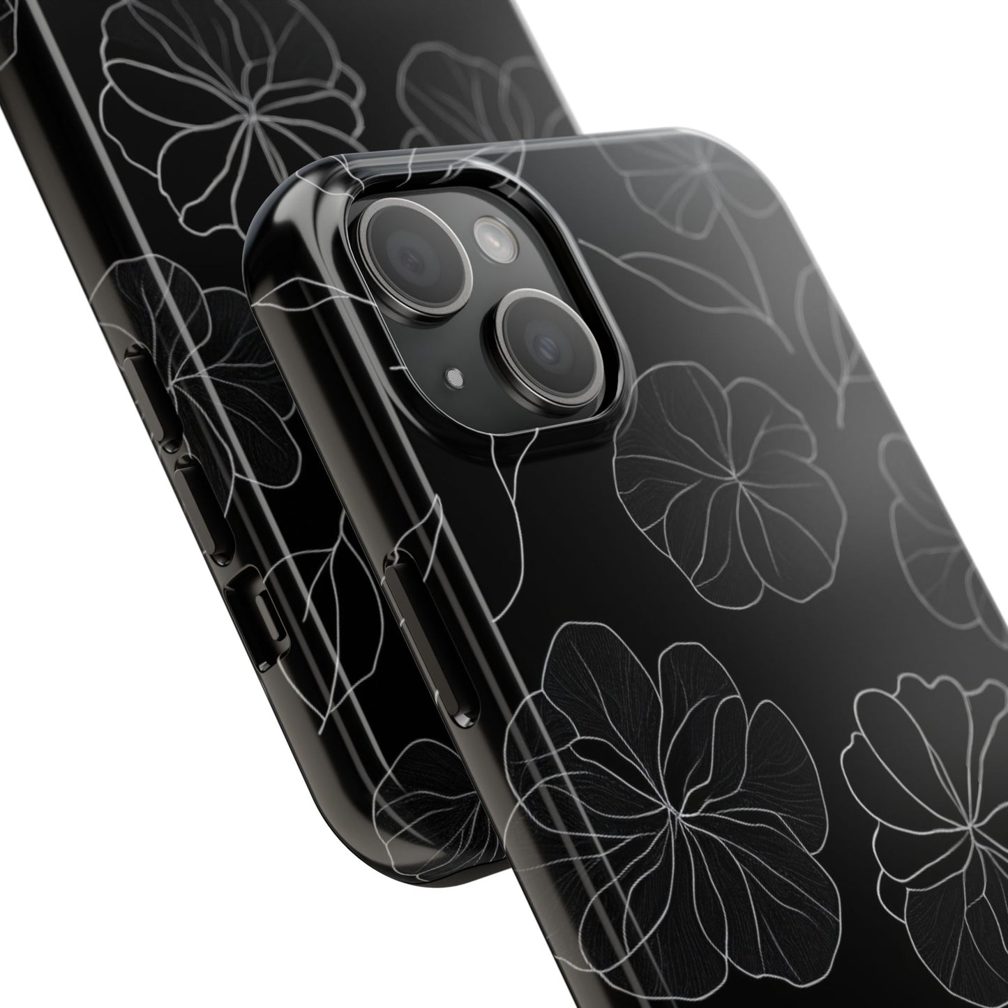 Black Floral Tough Phone Case