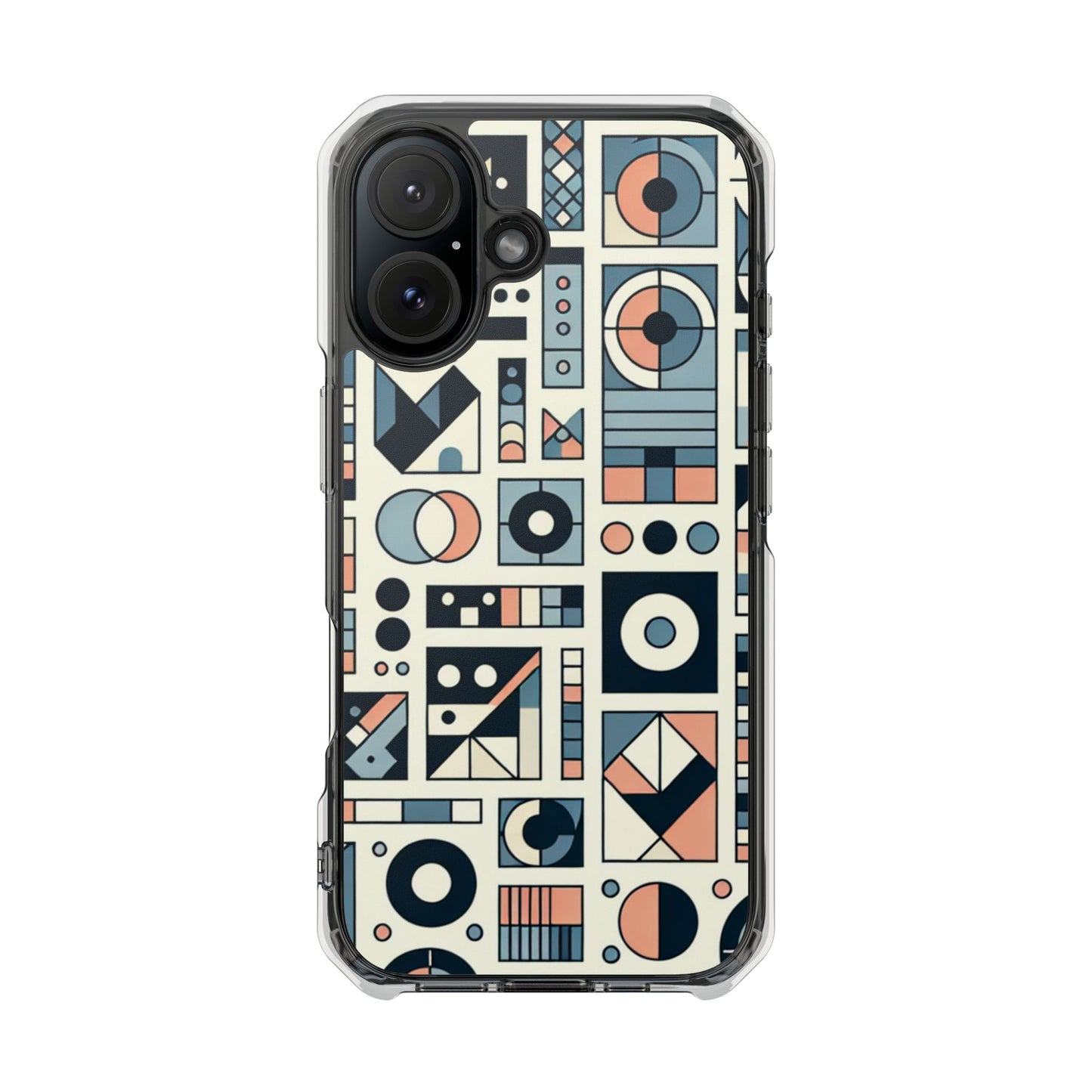 Geometric Print Magnetic Clear Impact Case for iPhone 16 15 14