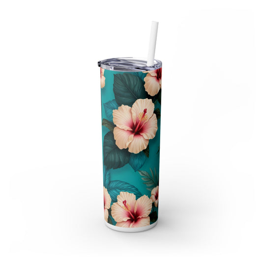 Tropical Floral Skinny Tumbler with Straw -20oz