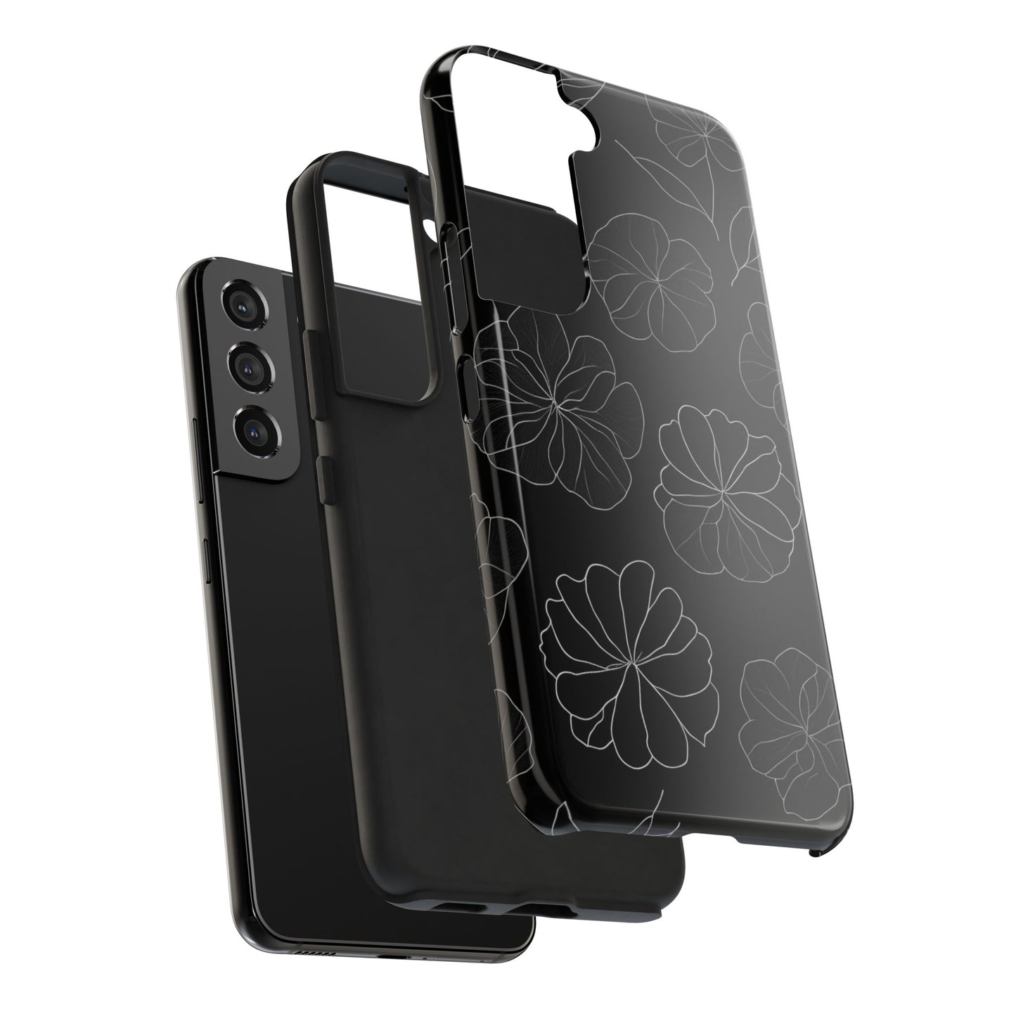 Black Floral Tough Phone Case