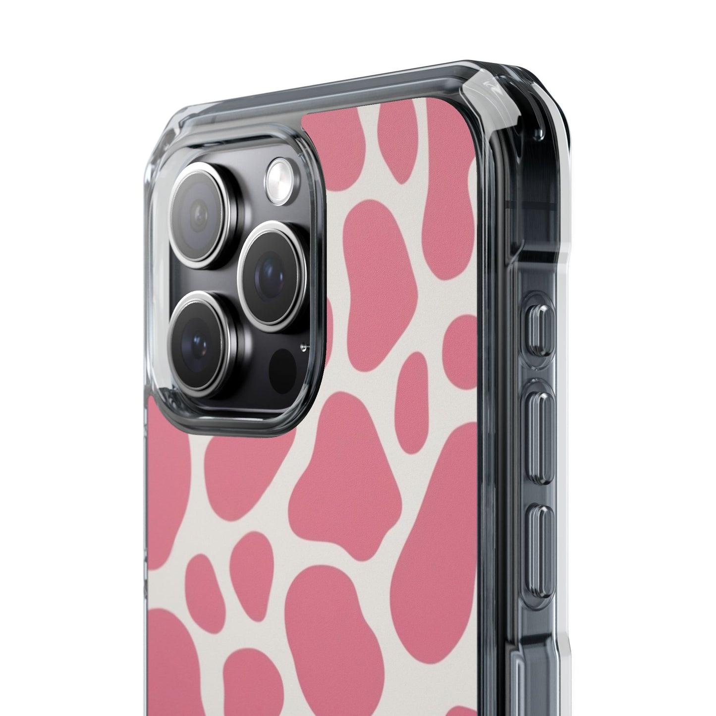 Pink Giraffe Print Magnetic Clear Impact Case for iPhone 16 15 14