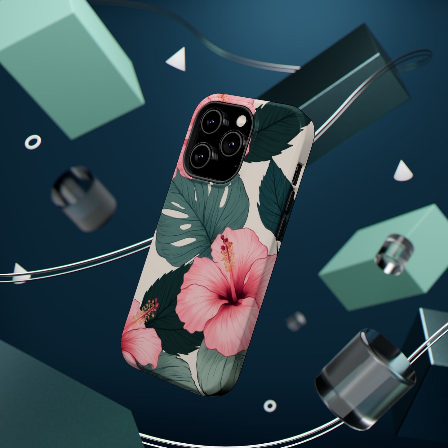 Tropical Hibiscus Magnetic Tough Phone Case for iPhone 13 14 15 16 Models
