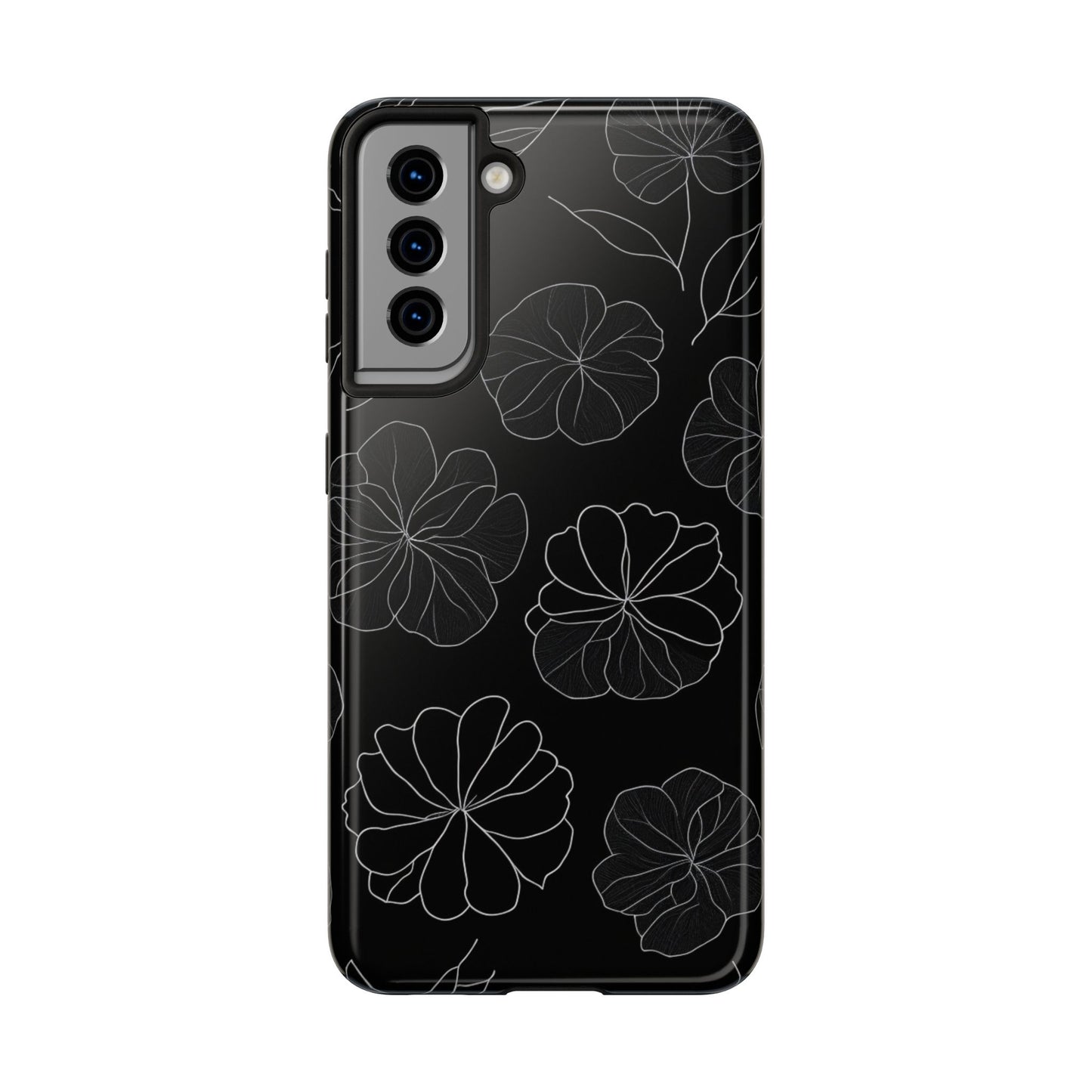 Black Floral Tough Phone Case