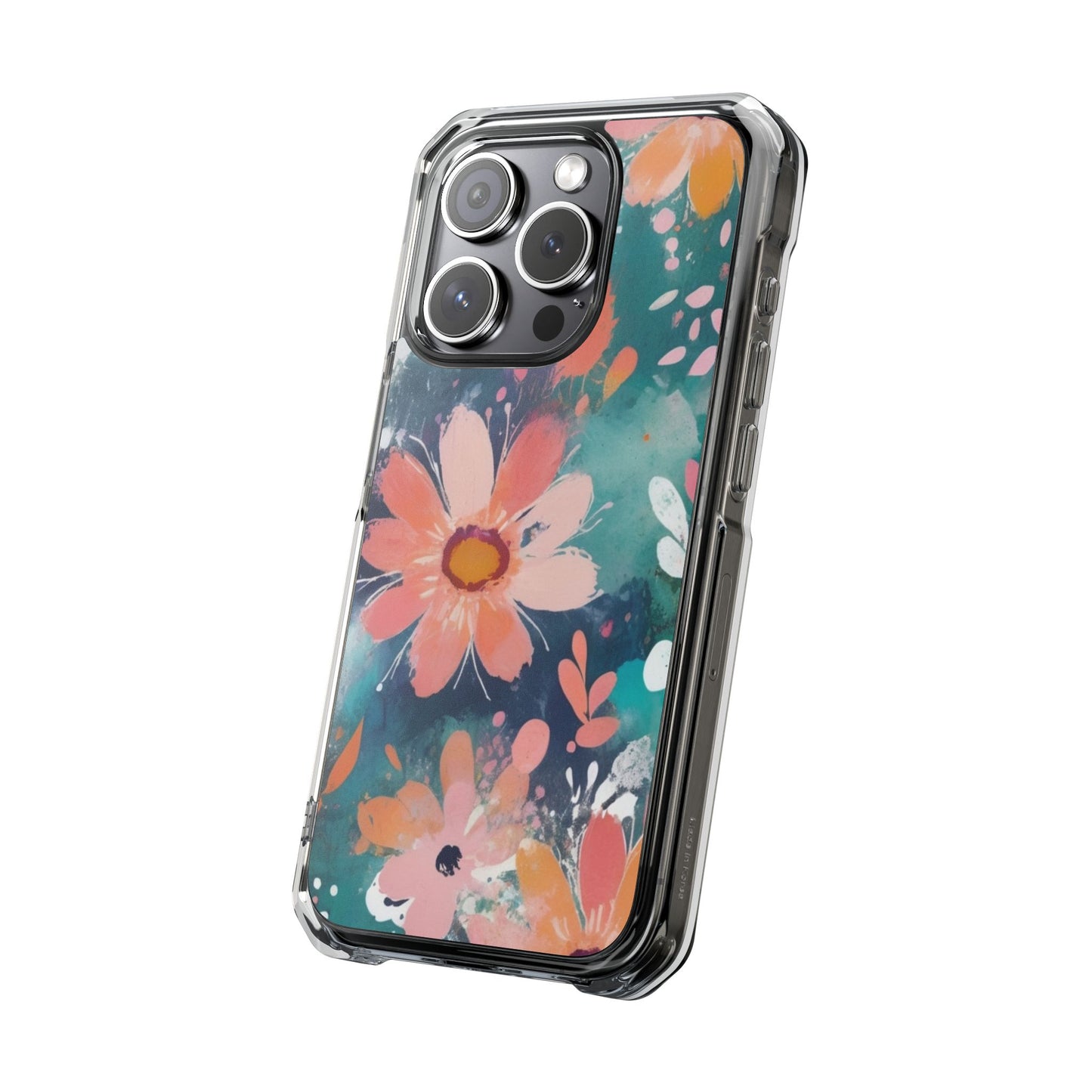 Pastel Floral Magnetic Clear Impact Case for iPhone 16 15 14