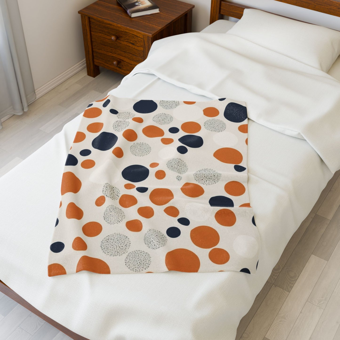 Orange Polka Dot Cozy Velveteen Blanket