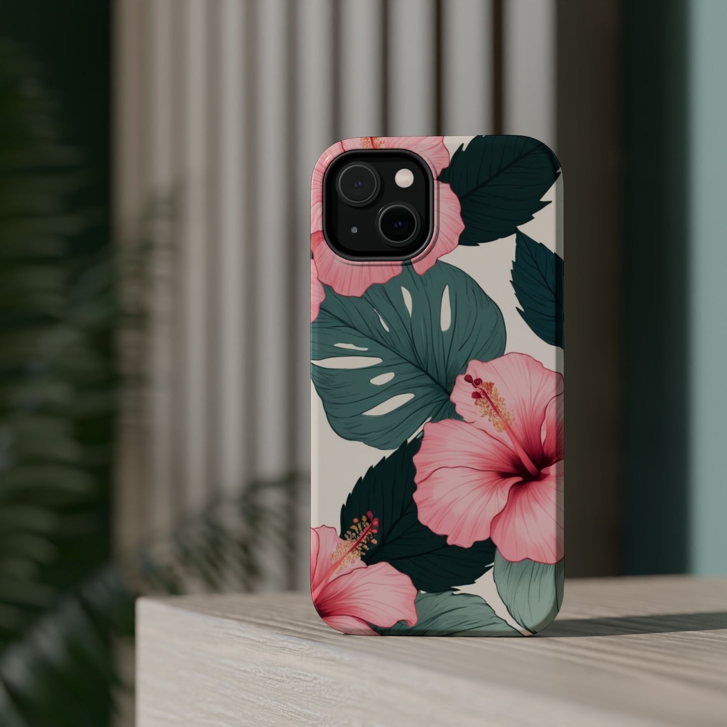 Tropical Hibiscus Magnetic Tough Phone Case for iPhone 13 14 15 16 Models