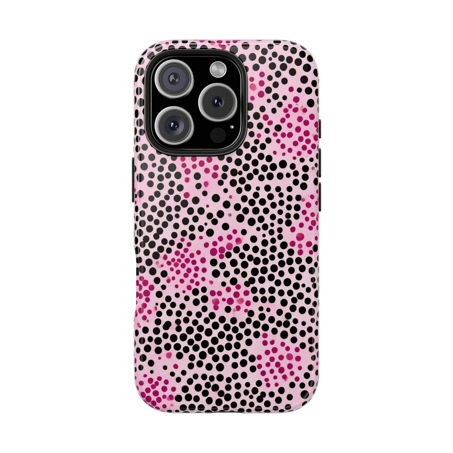 Pink and Black Dot Design Tough Phone Case