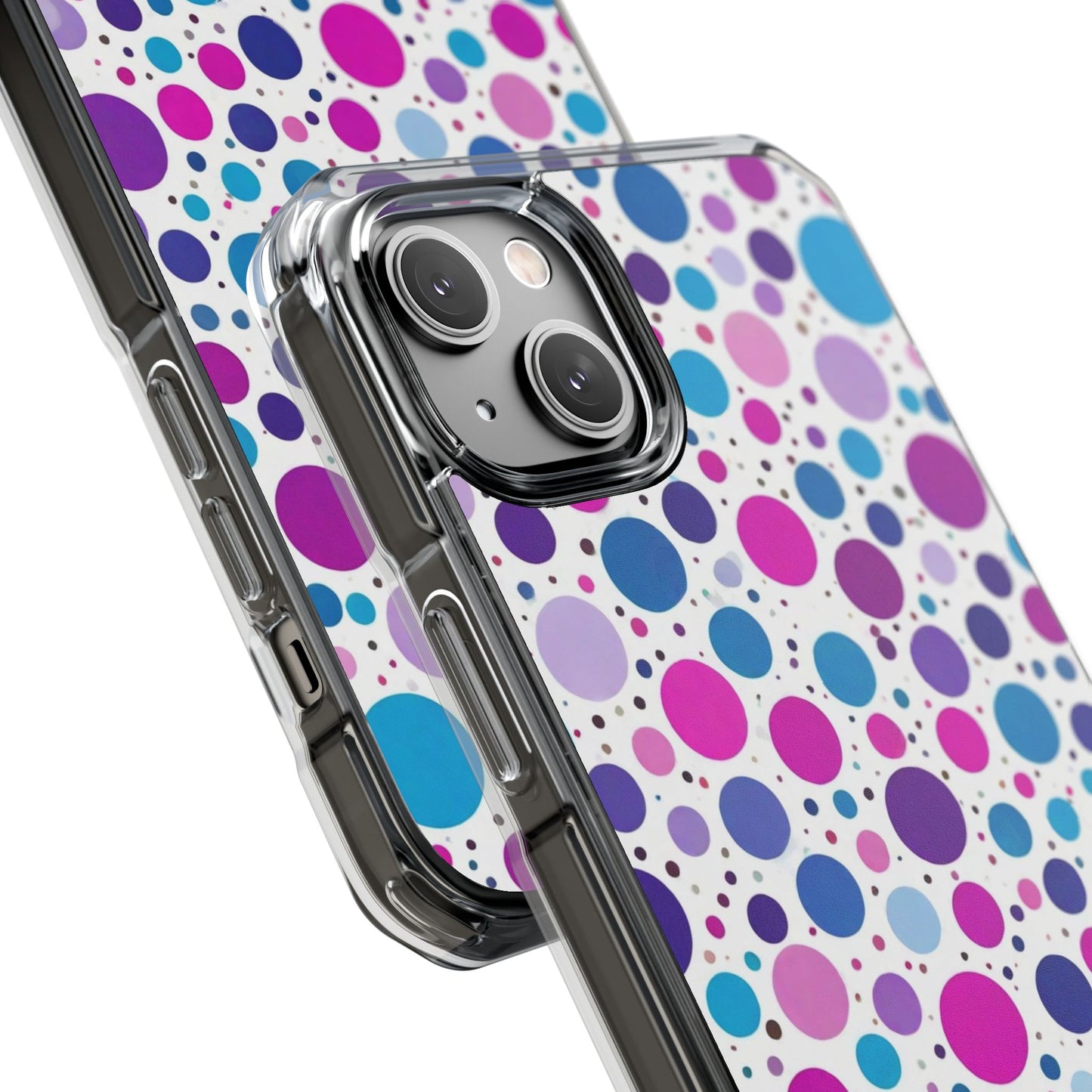 Polka Dot Design Magnetic Clear Impact Case for iPhone 16 15 14