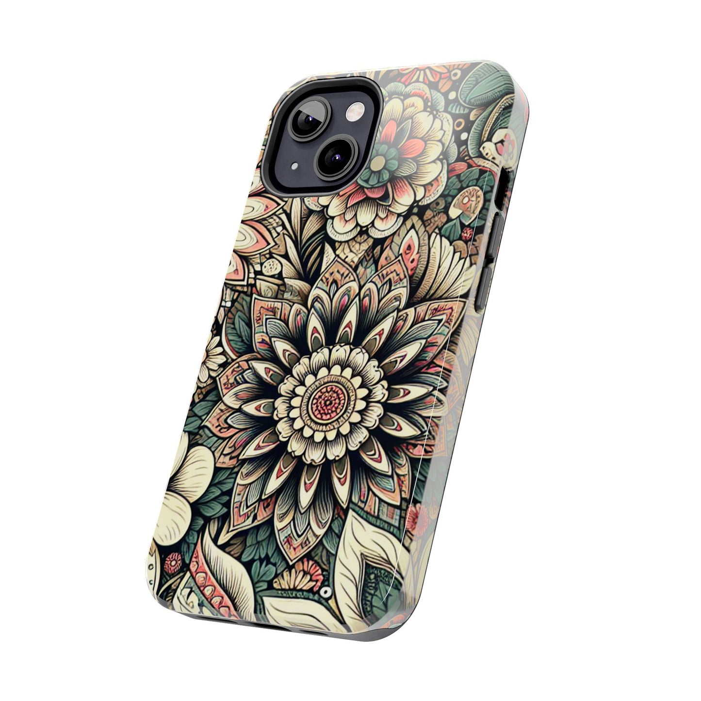Boho Floral Tough Case for iPhone 16 15 14 13 12 11 X 8 7 Samsung Galaxy S24 S23 S22 S21