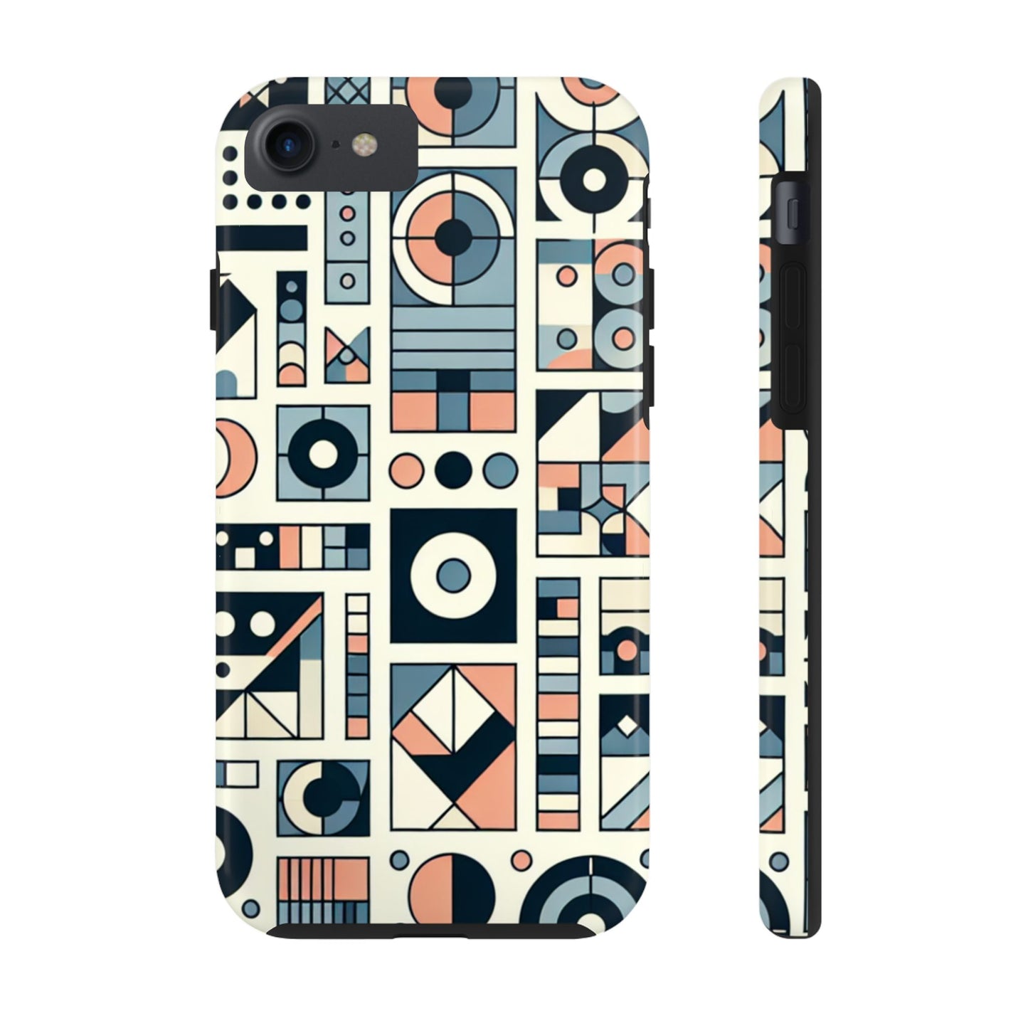 Geometric Print Tough Phone Case for iPhone 16 15 14 13 12 11 X 8 7 Samsung Galaxy S24 S23 S22 S21