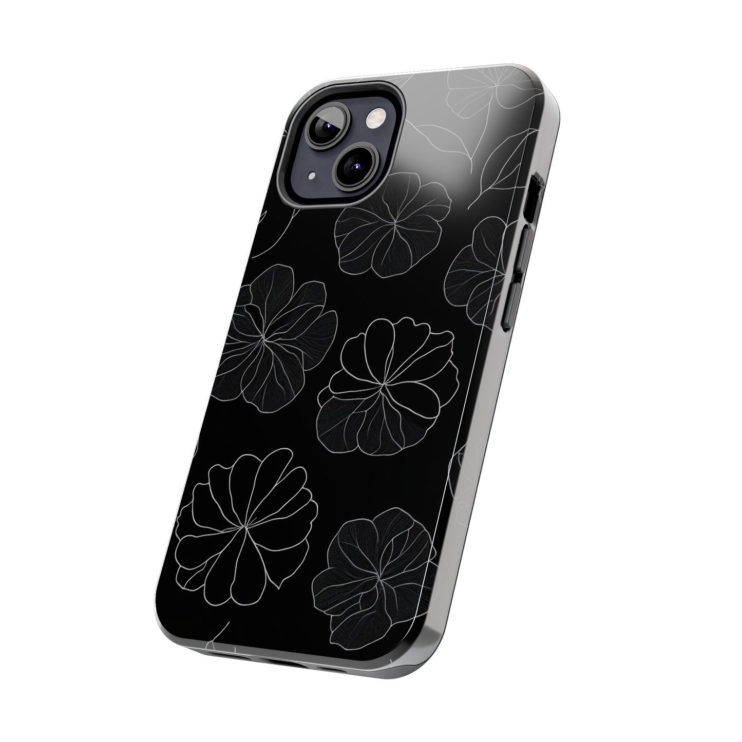 Black Floral Tough Phone Case
