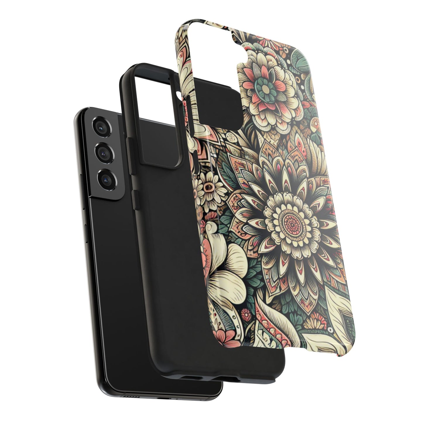 Boho Floral Tough Case for iPhone 16 15 14 13 12 11 X 8 7 Samsung Galaxy S24 S23 S22 S21
