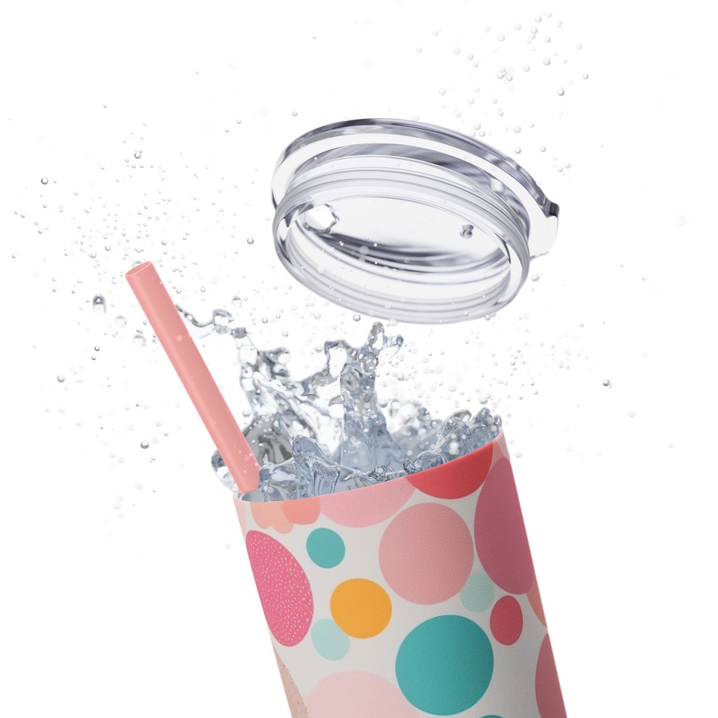Colorful Polka Dot 20oz Skinny Tumbler with Straw - Fun & Stylish Drinkware