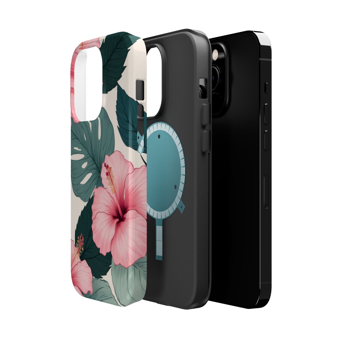 Tropical Hibiscus Magnetic Tough Phone Case for iPhone 13 14 15 16 Models