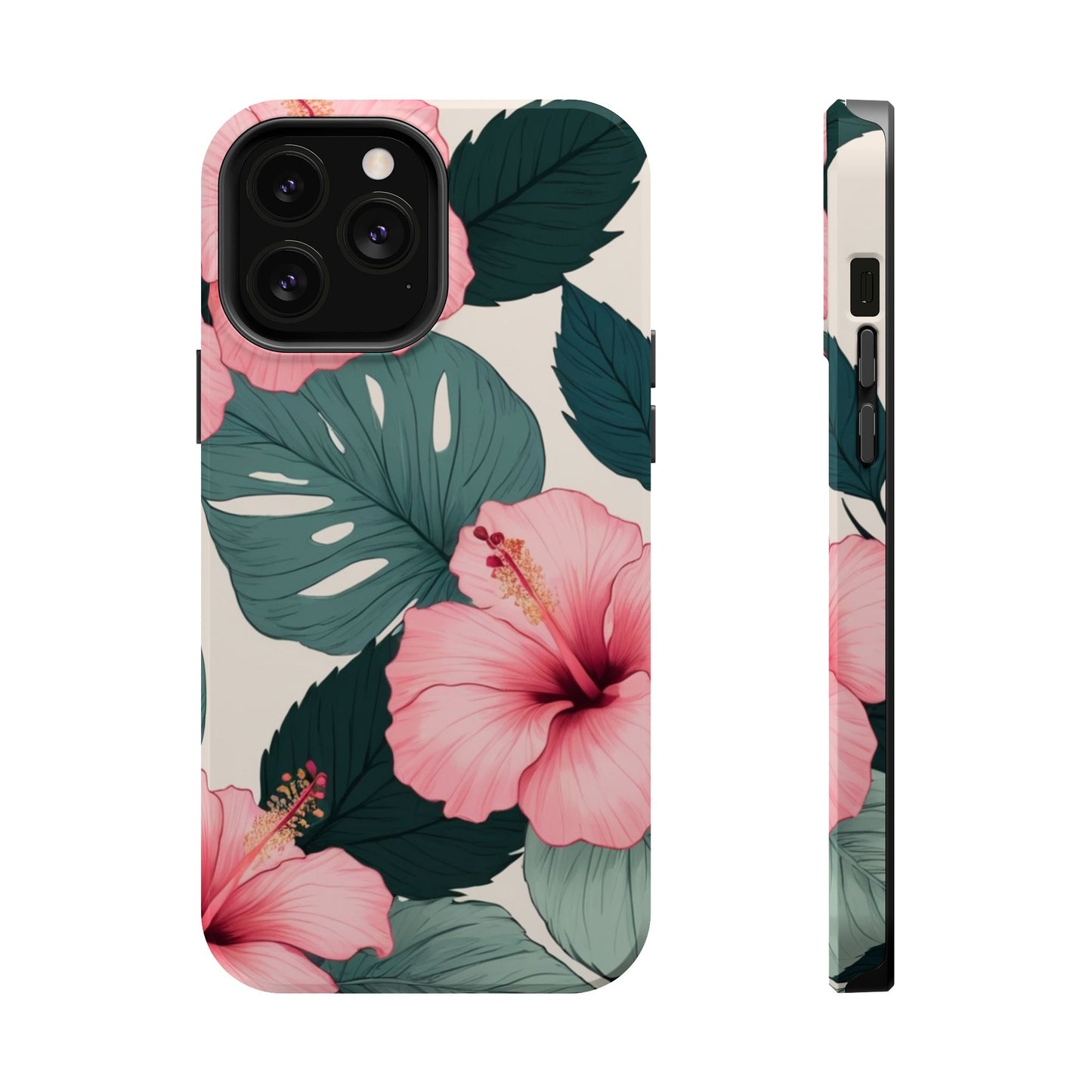 Tropical Hibiscus Magnetic Tough Phone Case for iPhone 13 14 15 16 Models